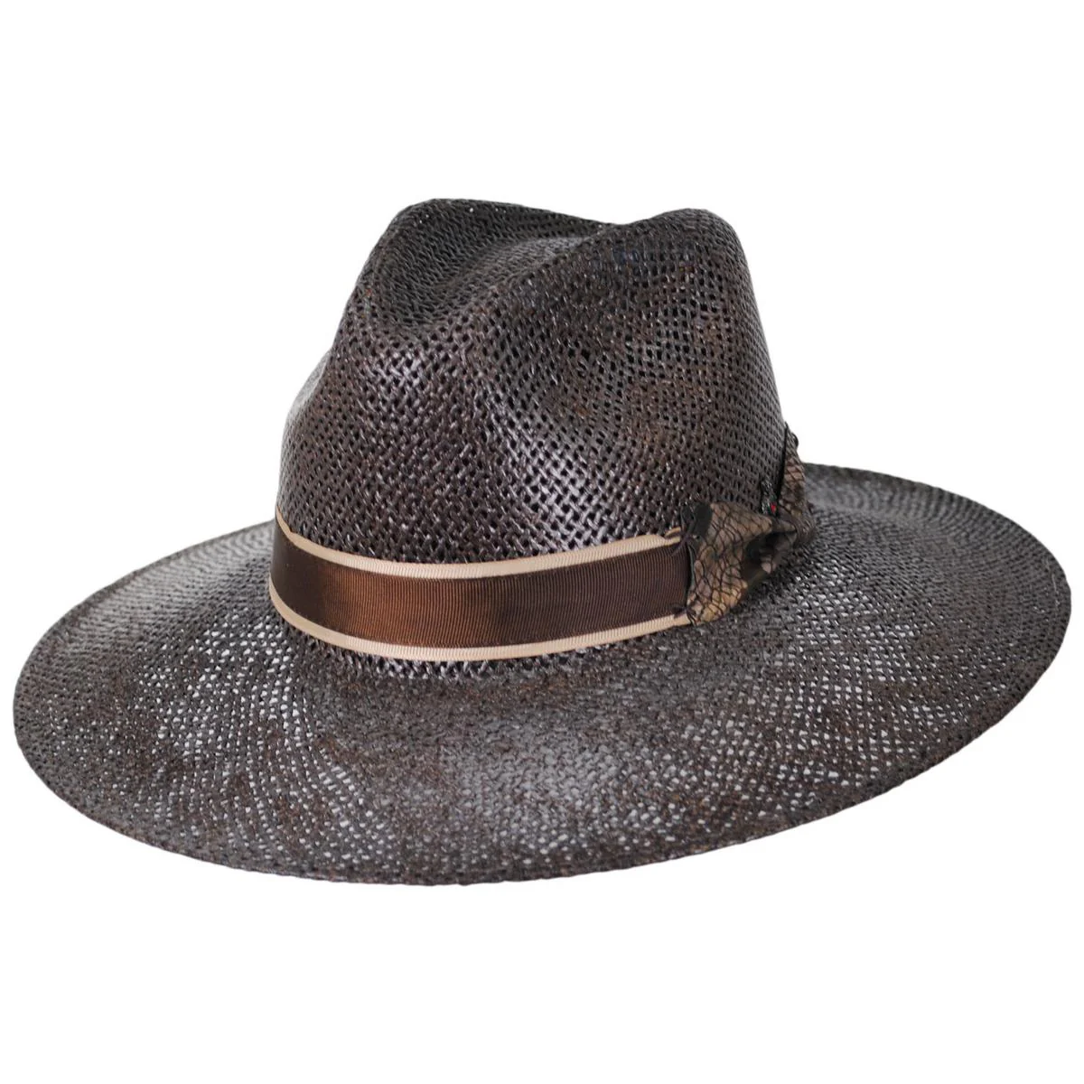 Abraxas Twisted Toyo Straw Safari Fedora Hat