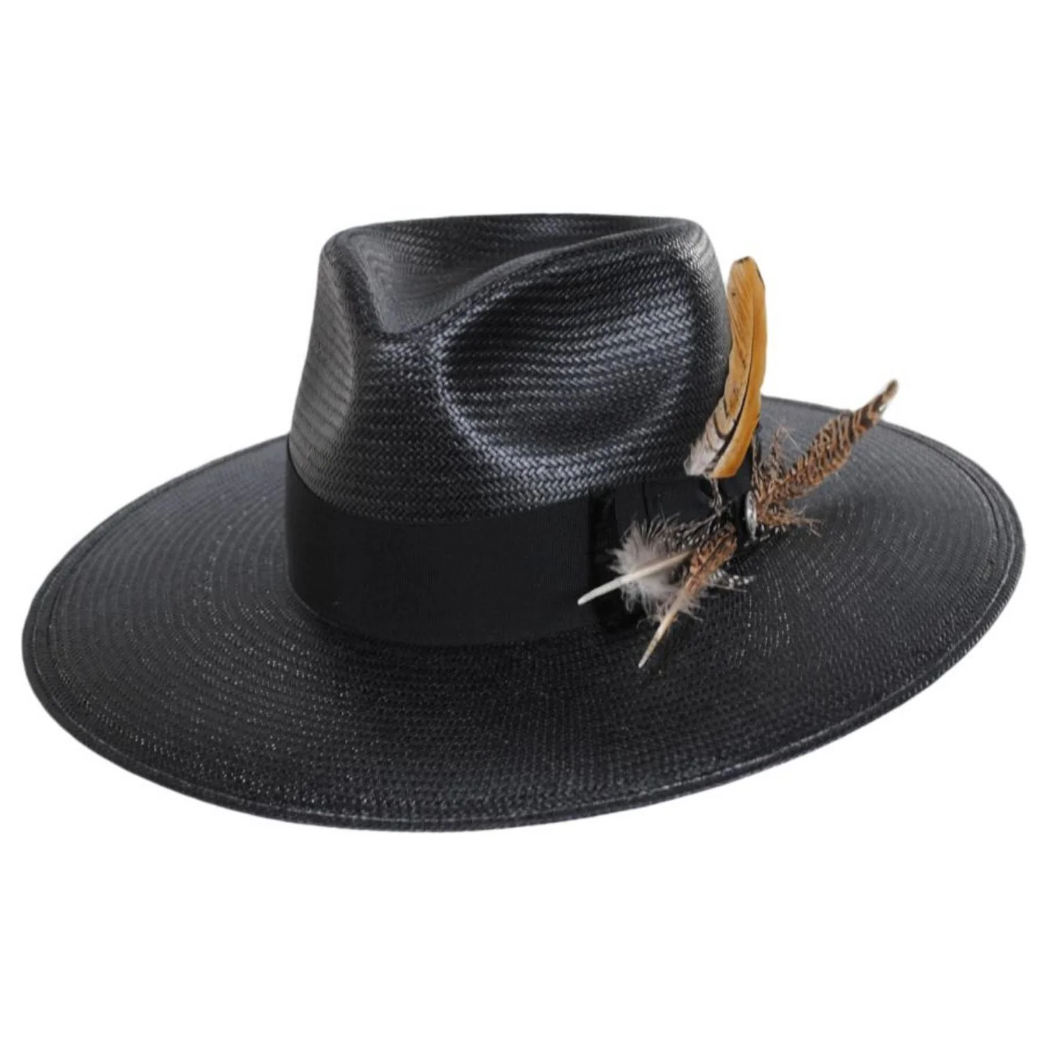 Atacama Shantung Straw Fedora Hat - Black