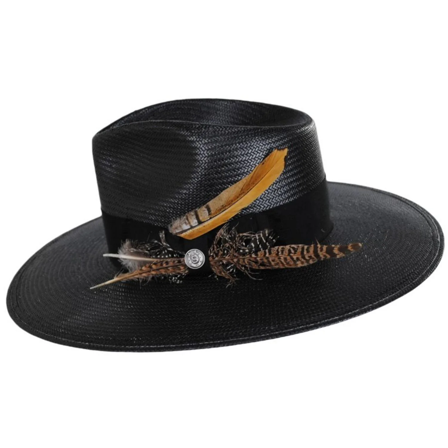 Atacama Shantung Straw Fedora Hat - Black - Image 3
