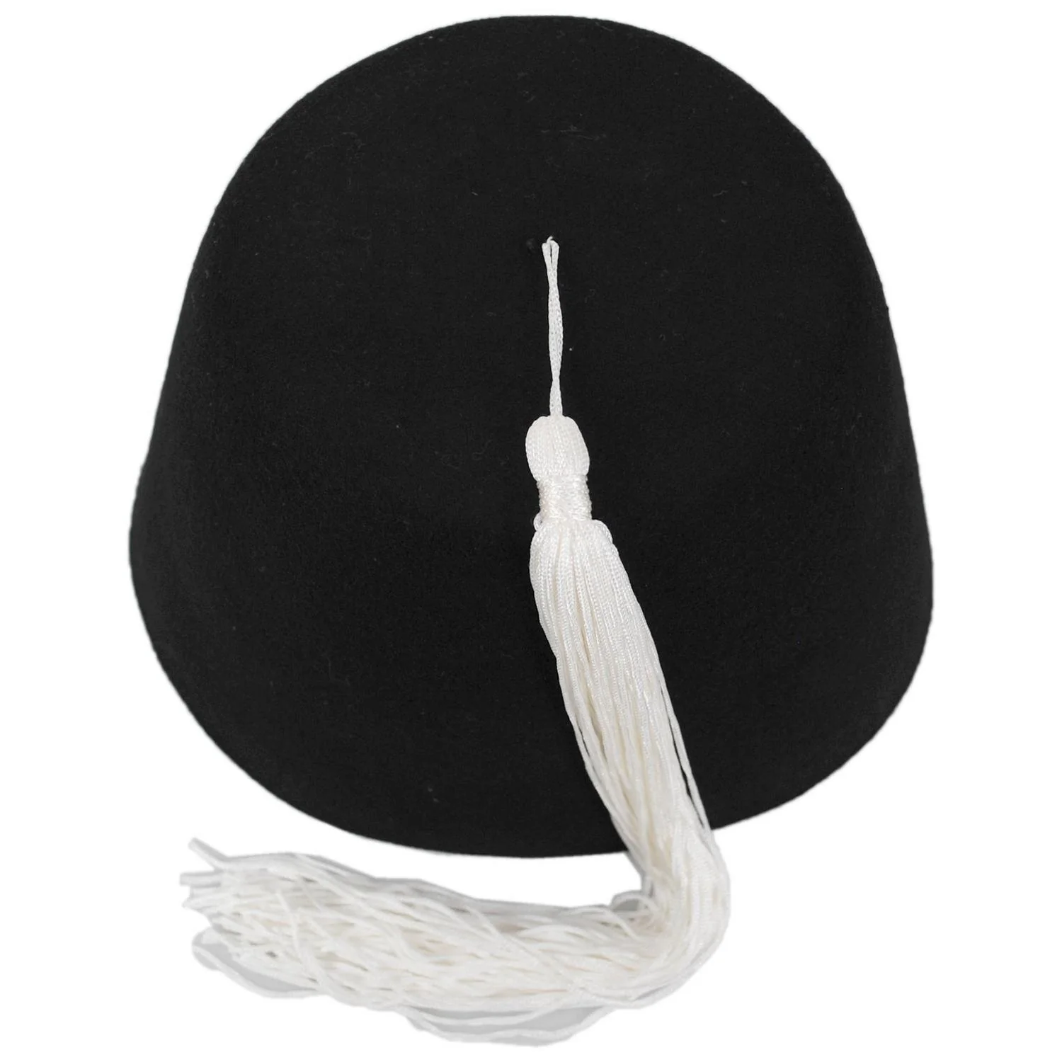 Black Wool Fez with White Tassel - Image 4