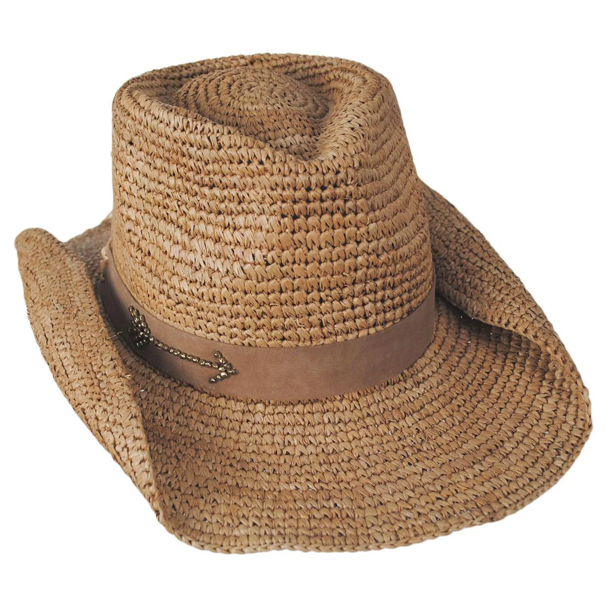 Charlee Crochet Raffia Straw Western Hat