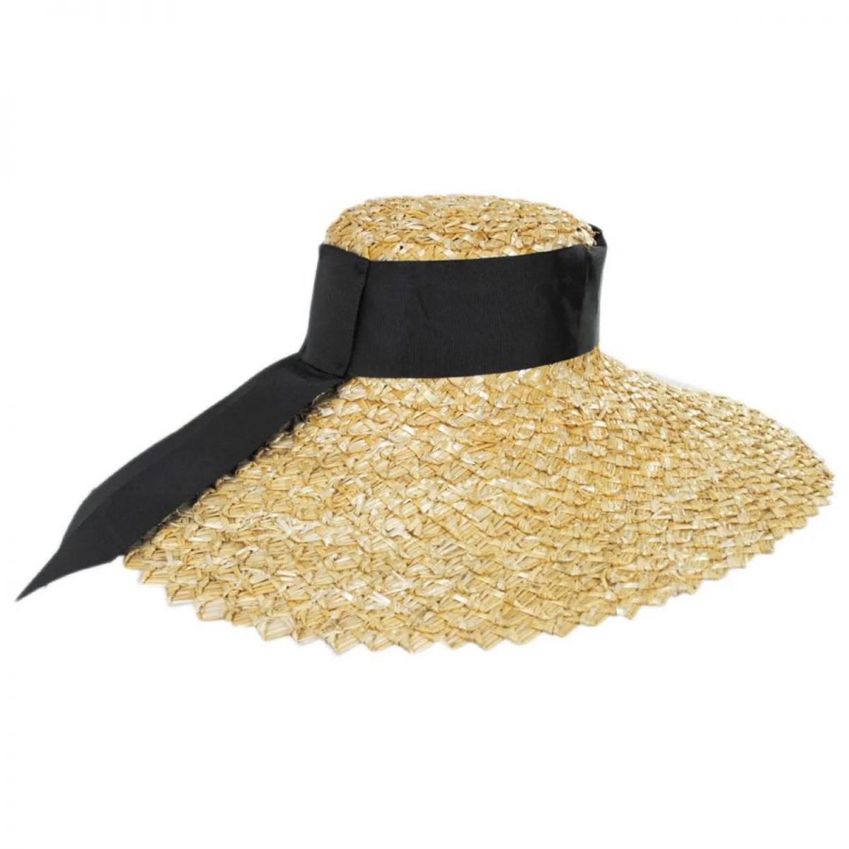 Chevron 6.5 Inch Brim Wheat Braid Lampshade Hat - Image 3