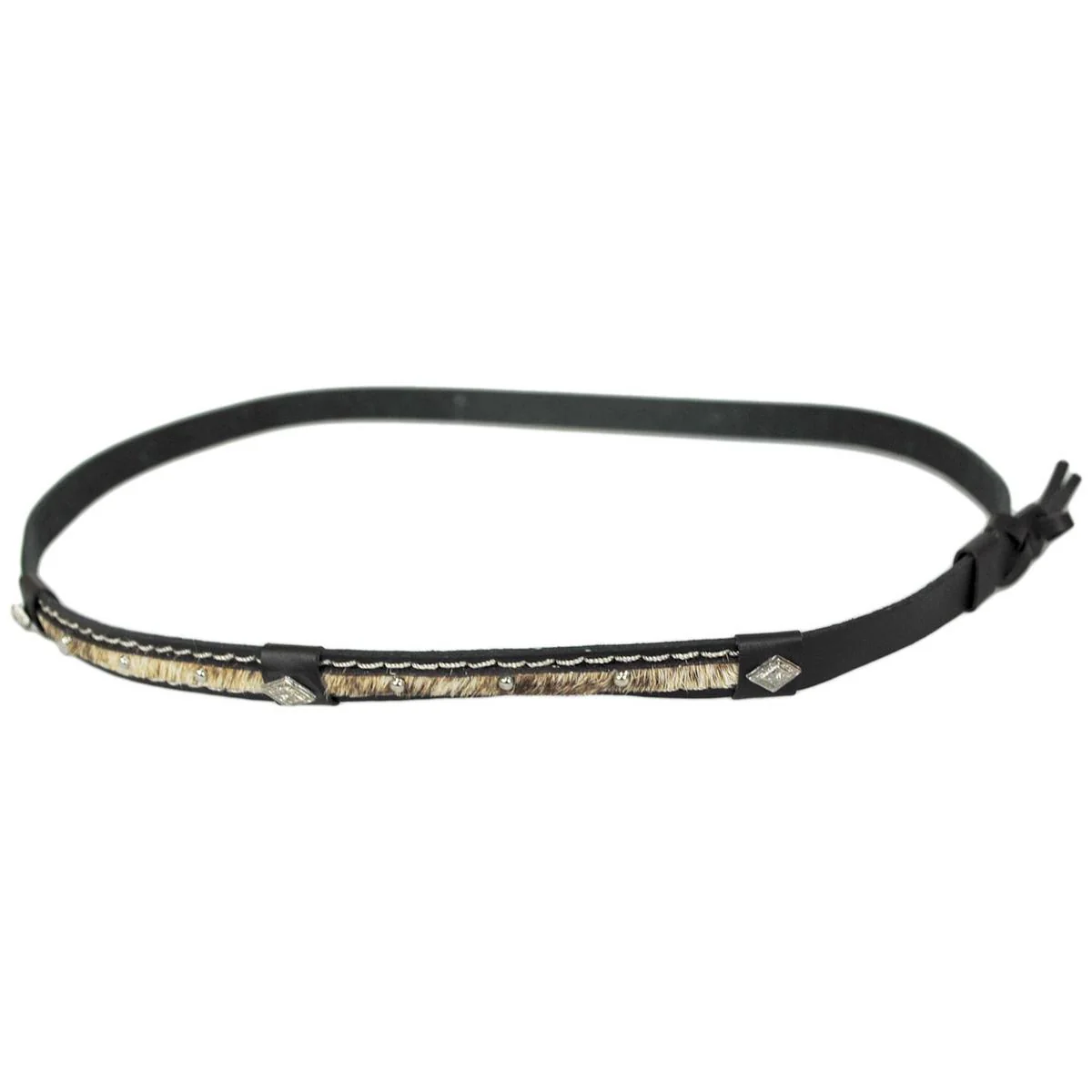 Cow Hair & Hide with Concho & Studs Leather Hat Band
