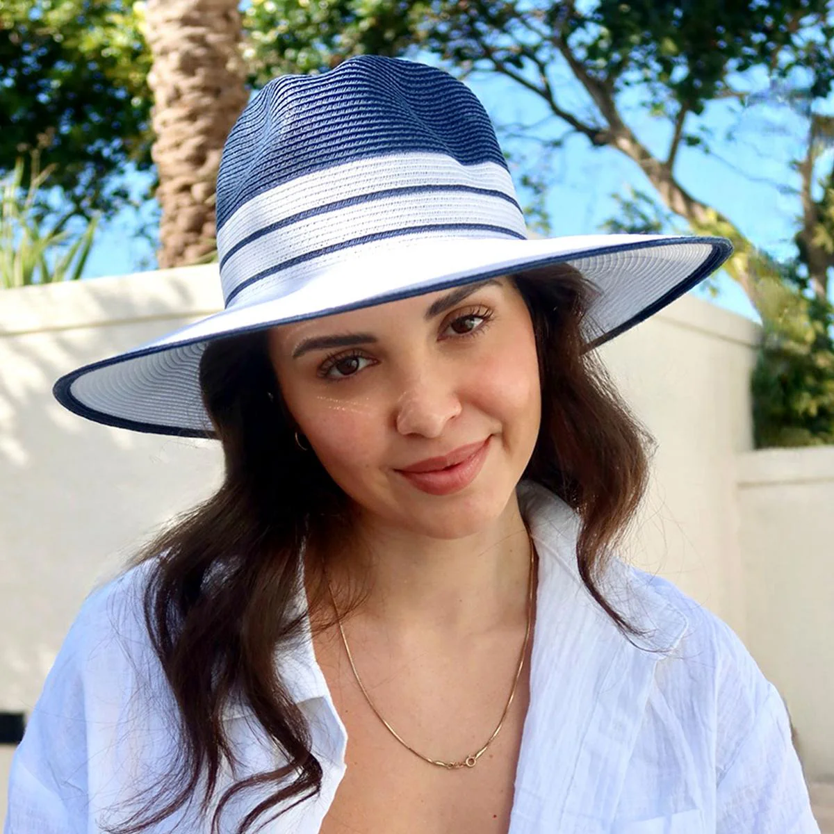 Danielle Two-Tone Toyo Straw Fedora Hat - Image 8