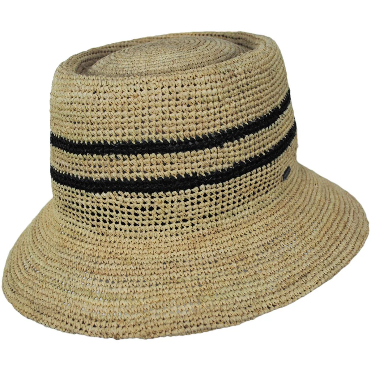 Ellee Stripe Raffia Straw Bucket Hat
