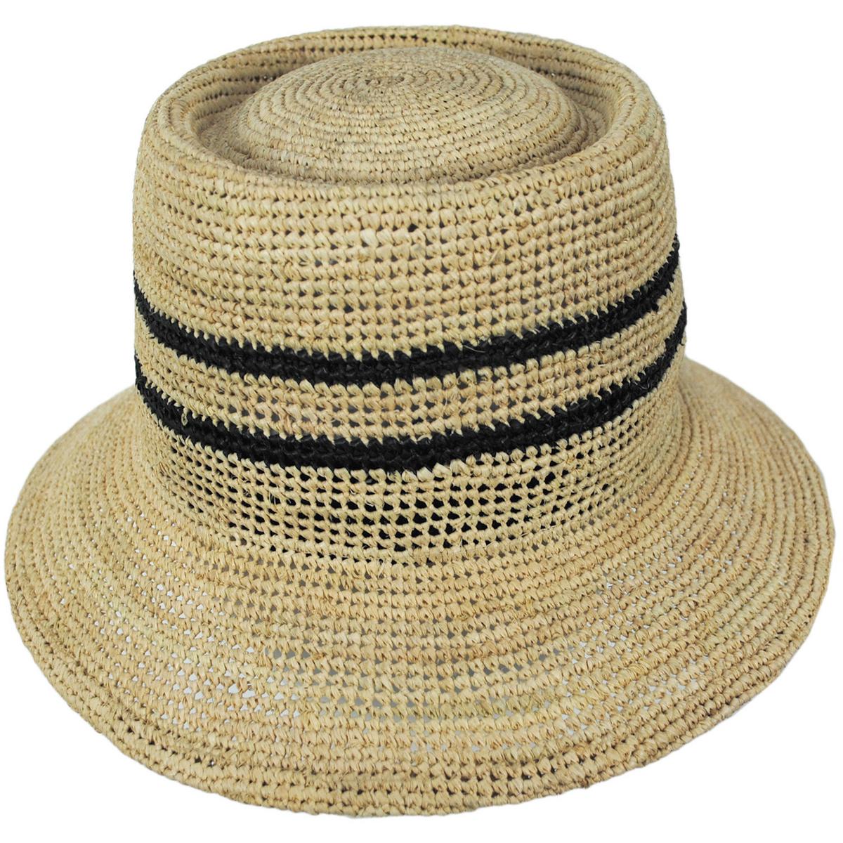 Ellee Stripe Raffia Straw Bucket Hat - Image 3