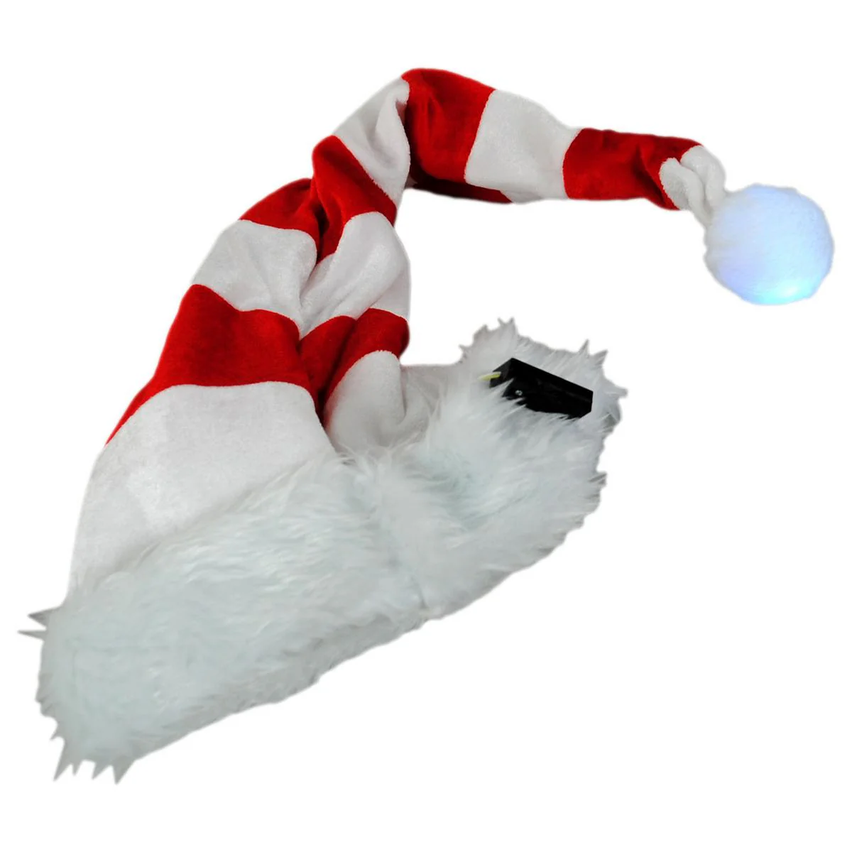 Flashing Pom Striped Santa Hat - Image 5