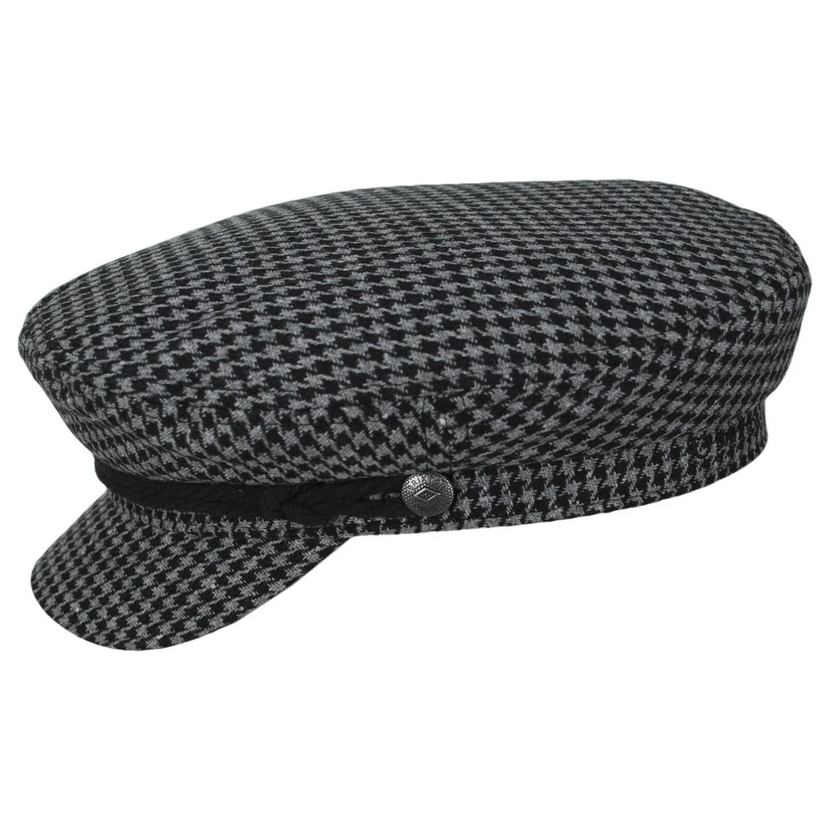 Houndstooth Tweed Fabric Fiddler Cap - Dusk/Black - Image 3