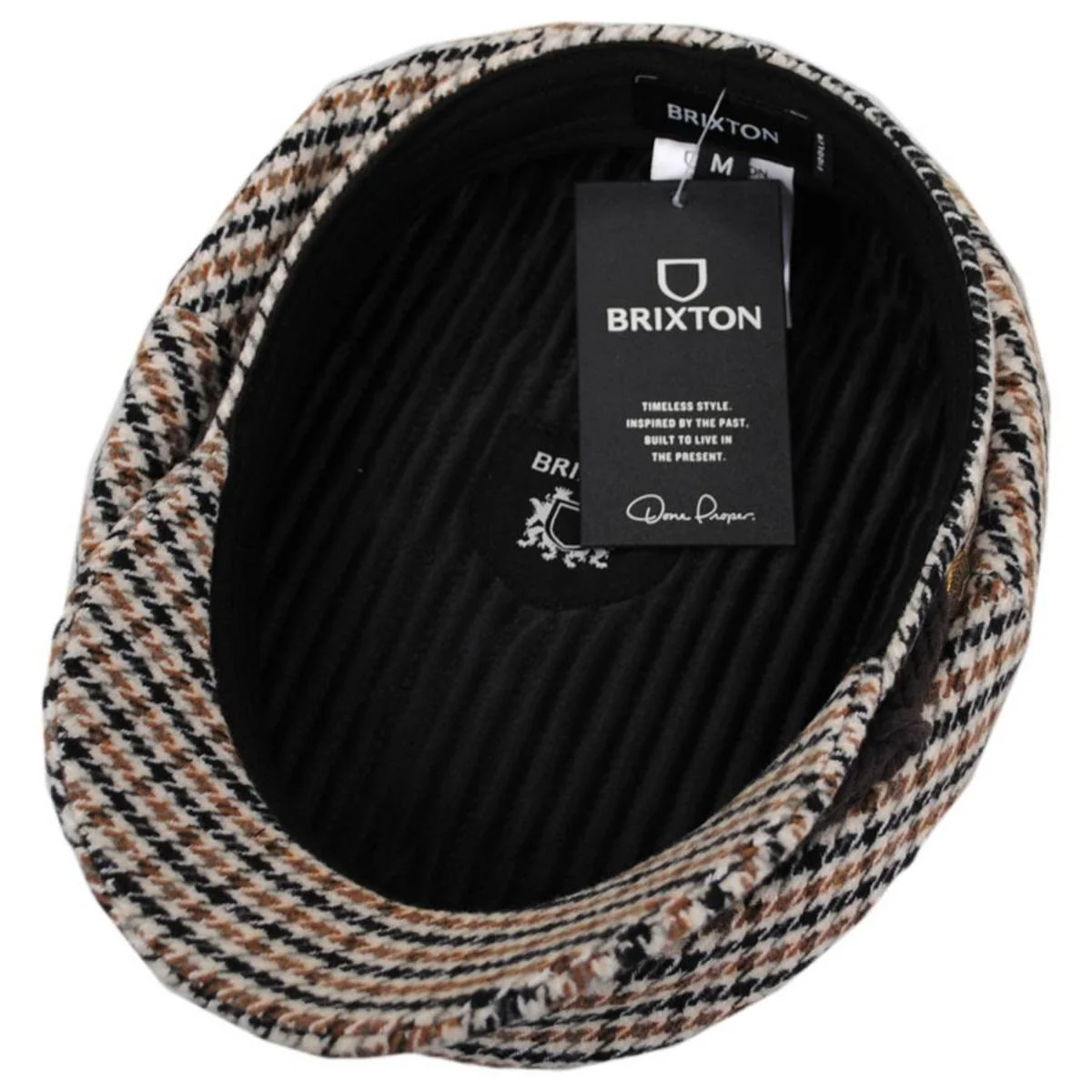 Houndstooth Wool Blend Fiddler Cap - Sand/Dark Earth/Black - Image 5