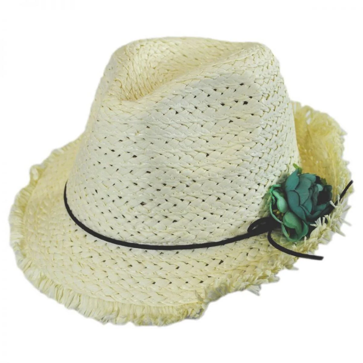 Kid's Fringe Toyo Straw Fedora Hat