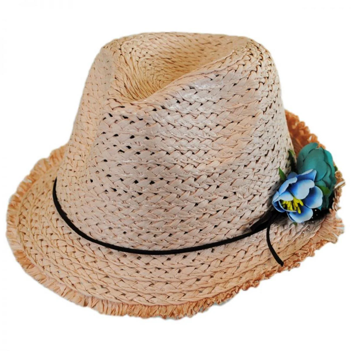 Kid's Fringe Toyo Straw Fedora Hat - Image 2