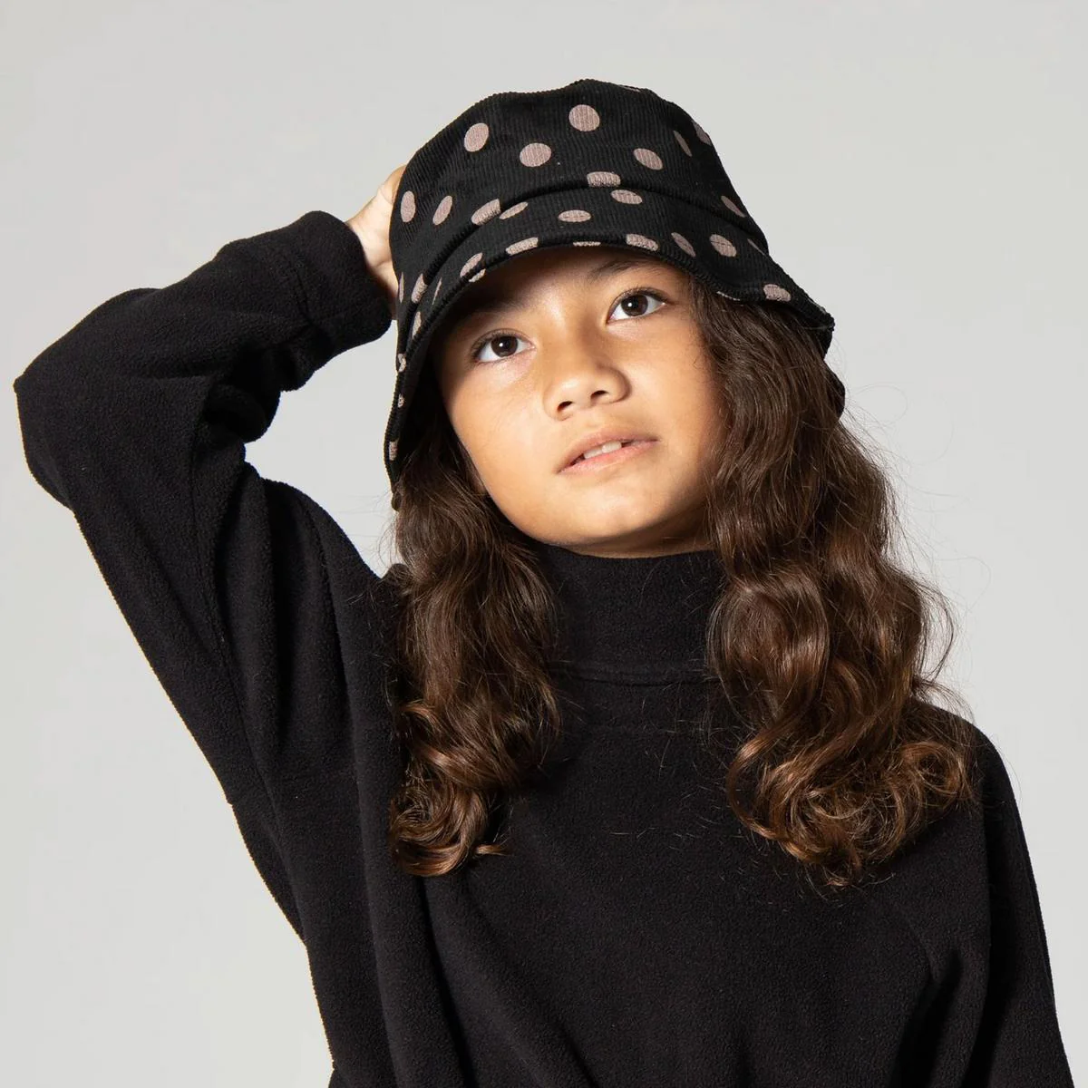 Kid's Polka Dot Cotton Corduroy Bucket Hat - Image 6