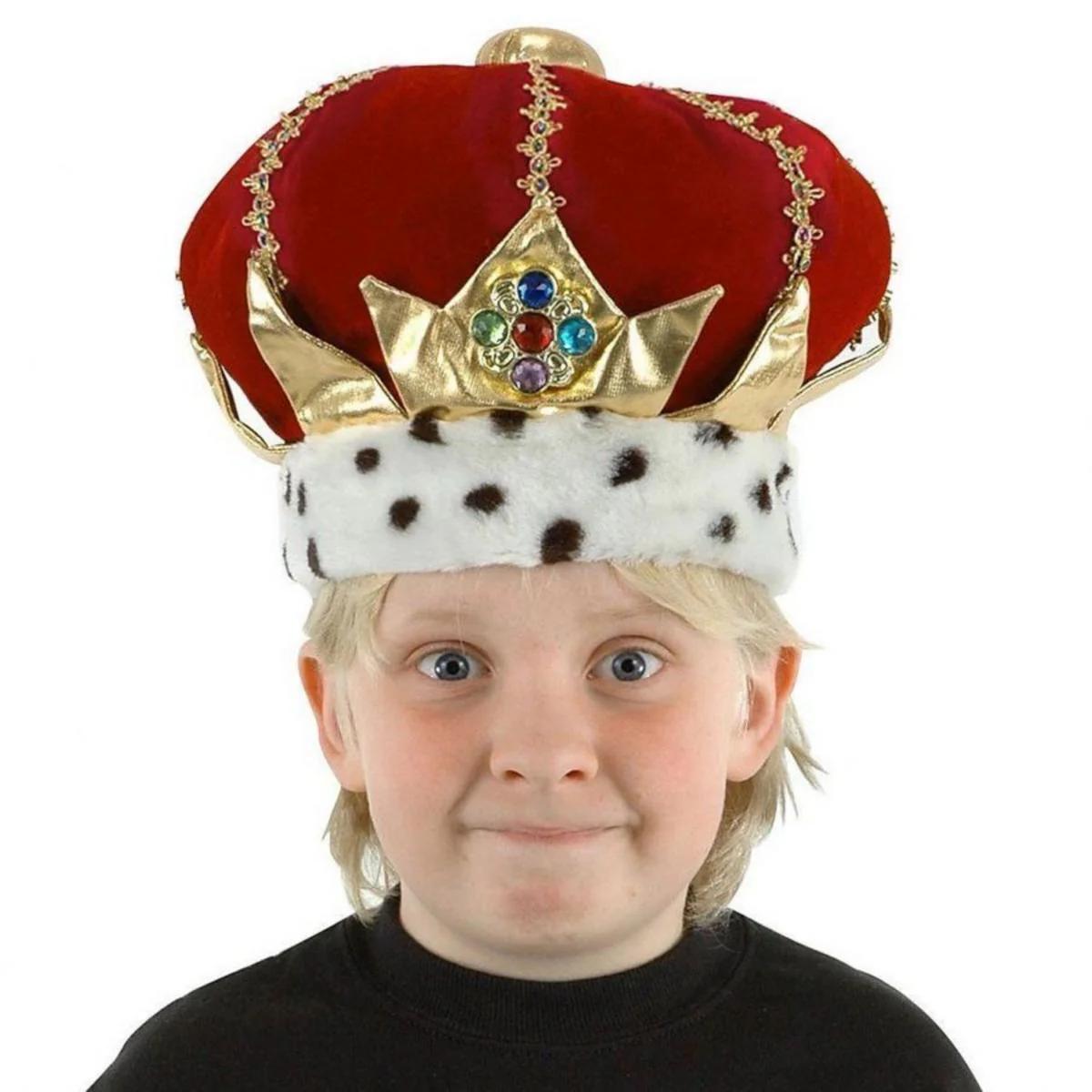 Kid's Royal Red King Costume Hat - Image 2