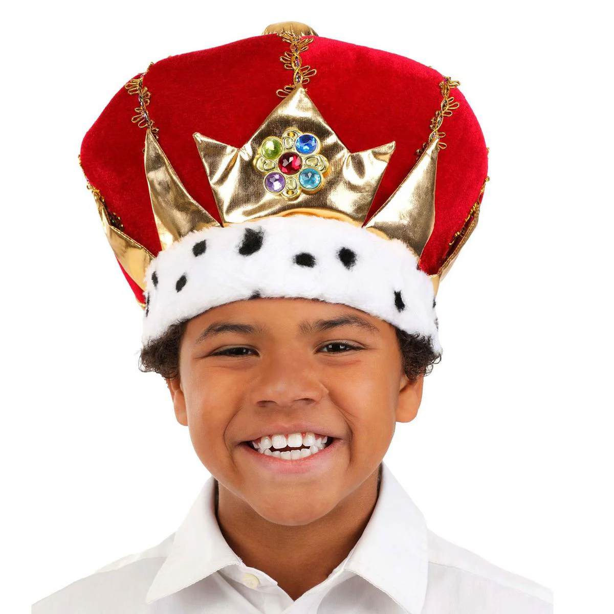Kid's Royal Red King Costume Hat - Image 3