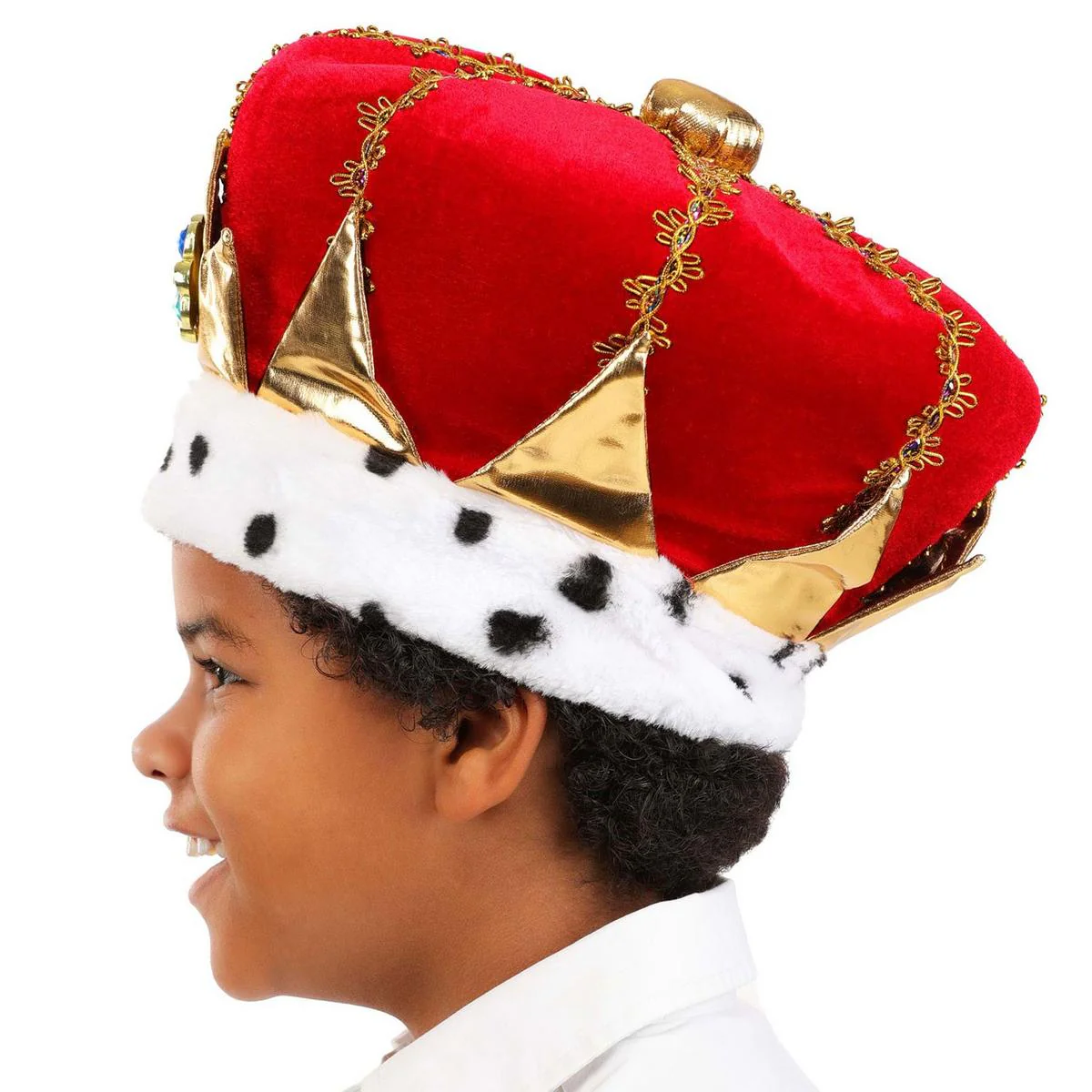 Kid's Royal Red King Costume Hat - Image 4
