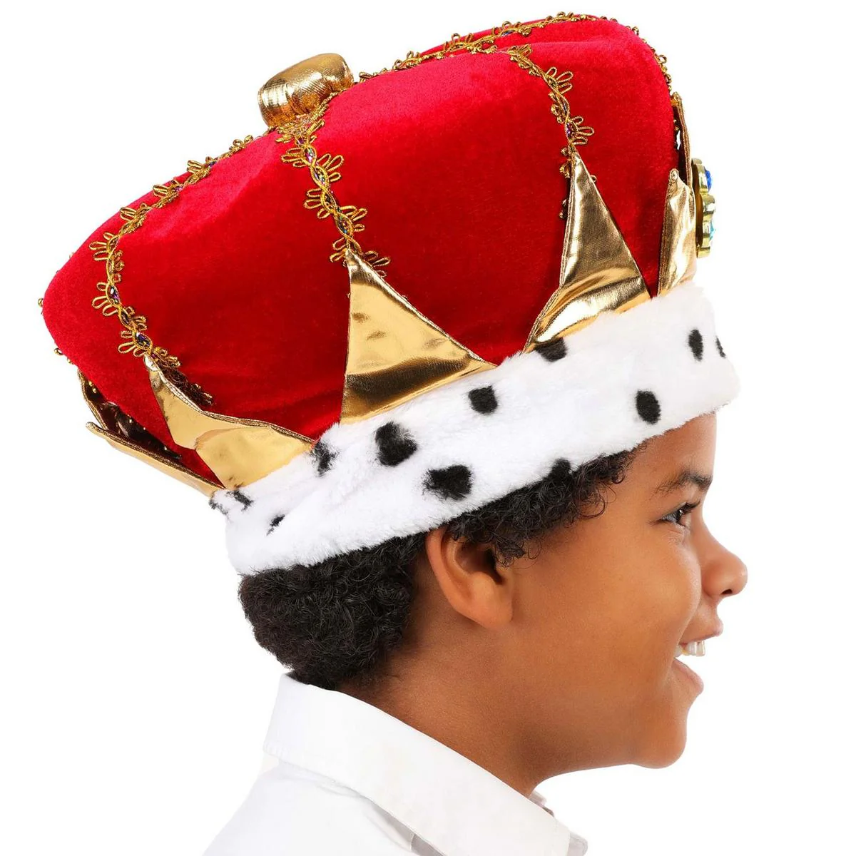 Kid's Royal Red King Costume Hat - Image 6
