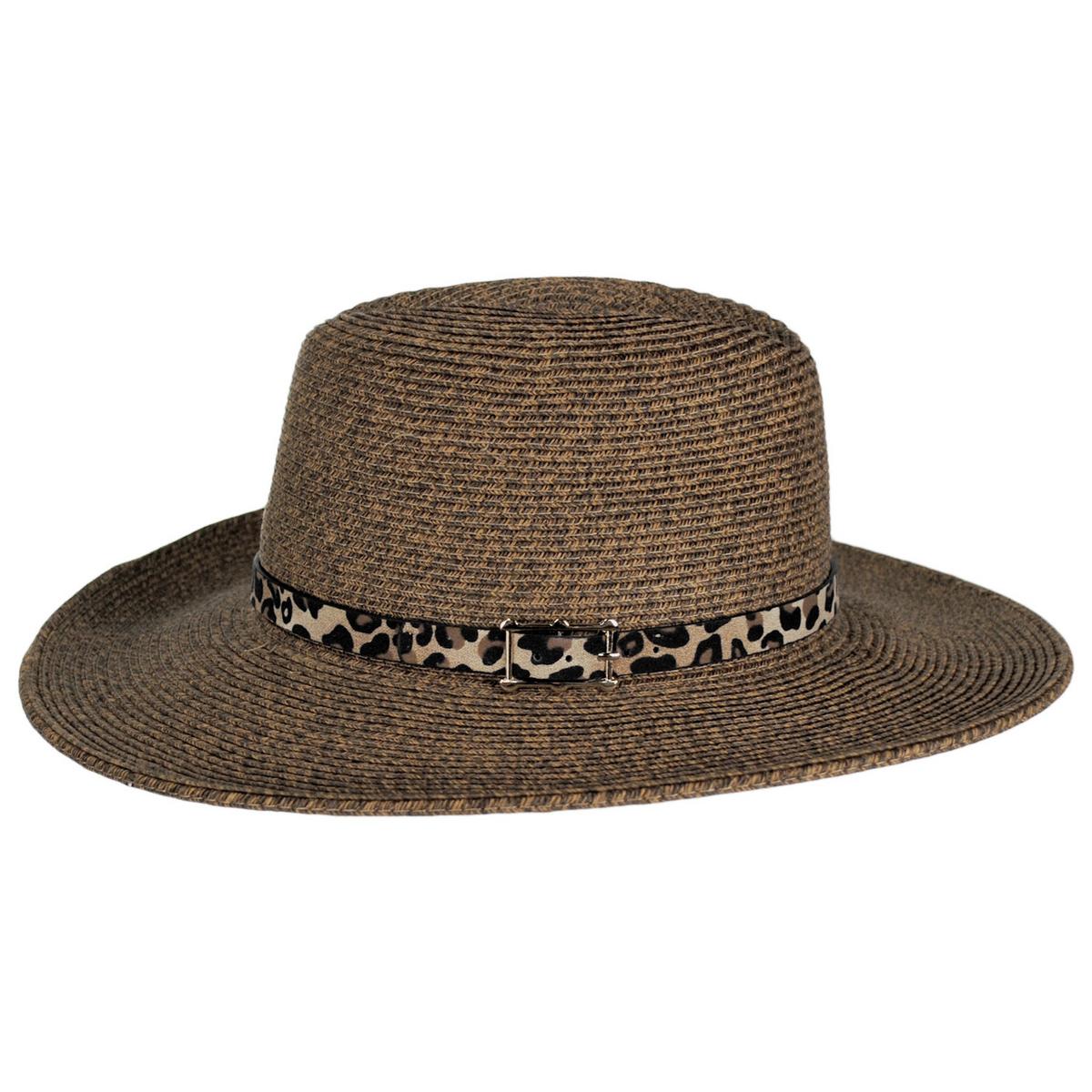 Leopard Band Toyo Straw Safari Fedora Hat - Image 15