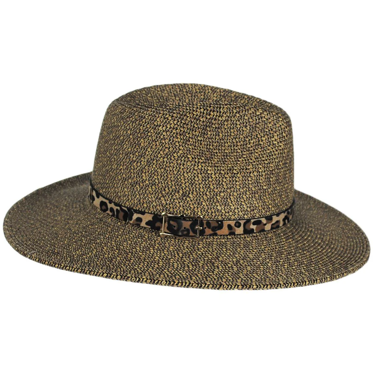 Leopard Band Toyo Straw Safari Fedora Hat - Image 7