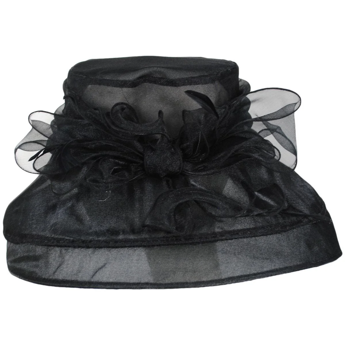 Luxe Noir Organza Boater Dress Hat - Image 2
