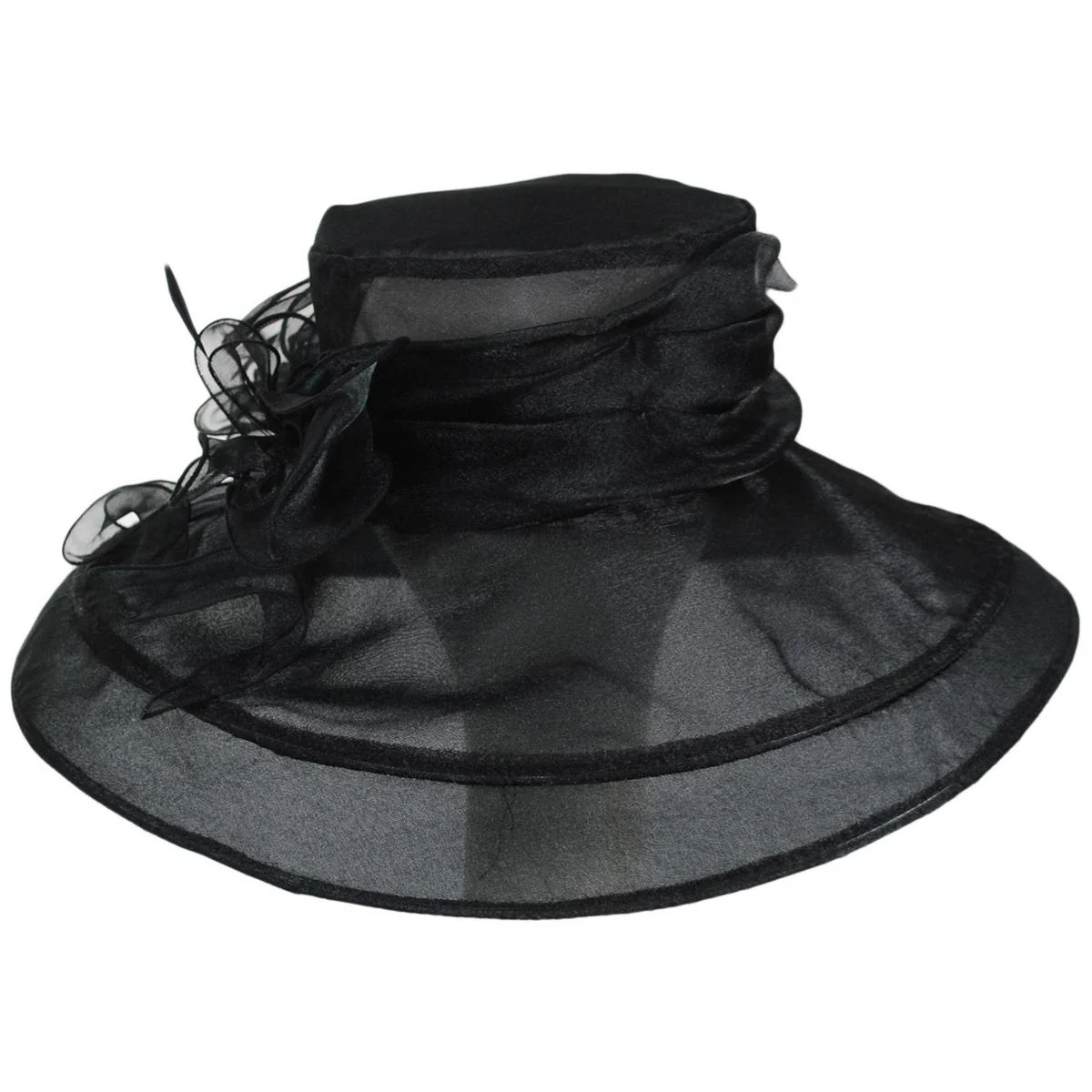 Luxe Noir Organza Boater Dress Hat - Image 3