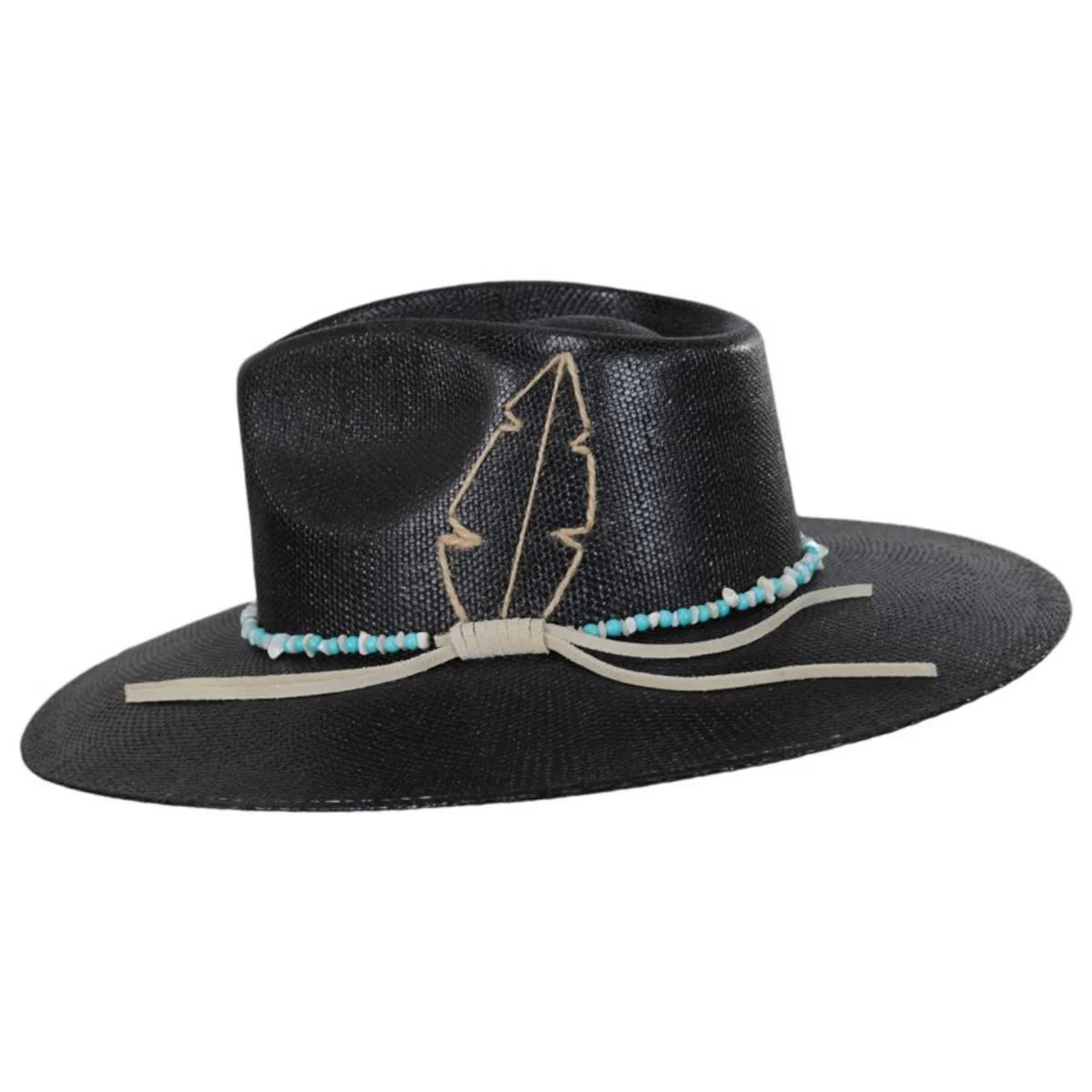 Midnight Toker Straw Wide Brim Fedora Hat - Image 3