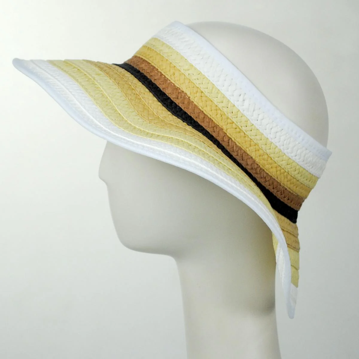 Multi Stripe Roll Up Toyo Straw Visor - Image 10