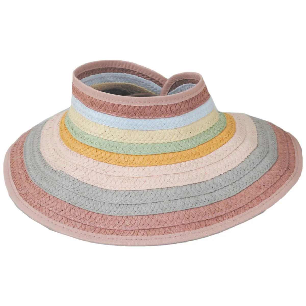 Multi Stripe Roll Up Toyo Straw Visor - Image 4