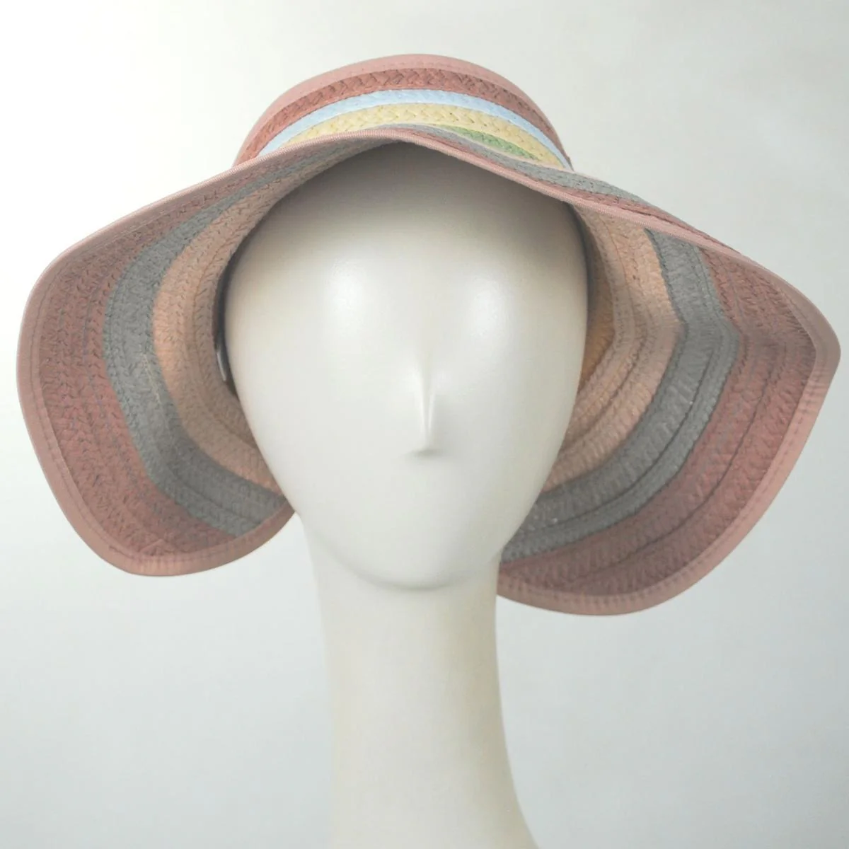 Multi Stripe Roll Up Toyo Straw Visor - Image 5