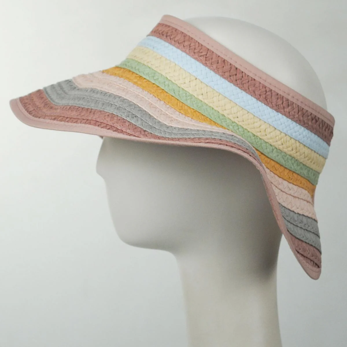 Multi Stripe Roll Up Toyo Straw Visor - Image 6