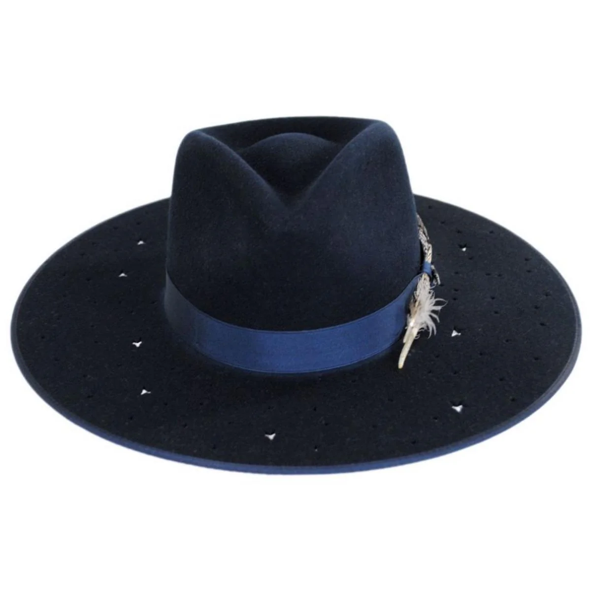 Night Sky S Wide Brim Wool Felt Fedora Hat - Image 3