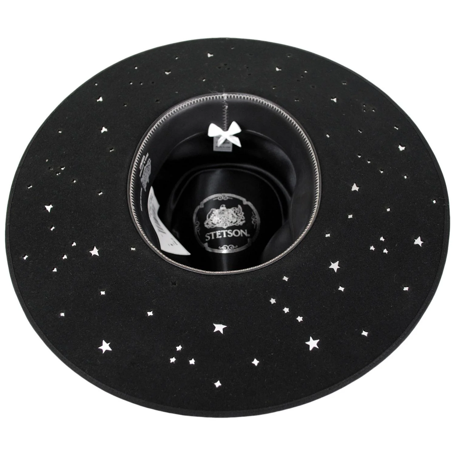 Night Sky S Wide Brim Wool Felt Fedora Hat - Black - Image 4