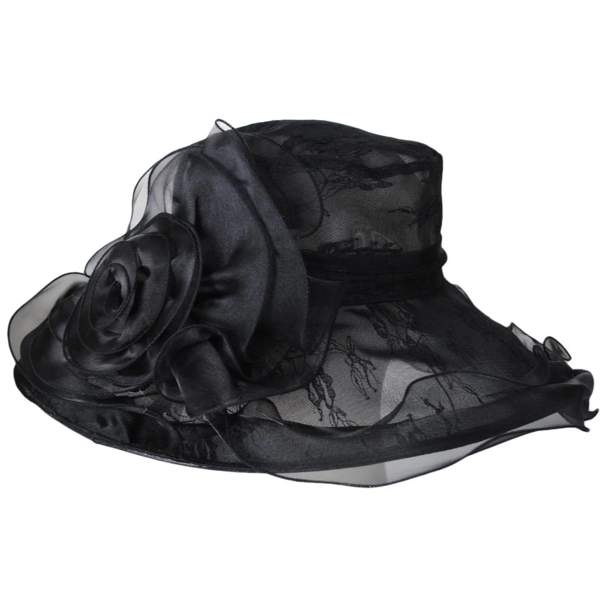 Organza Lace Boater Dress Hat - Image 11