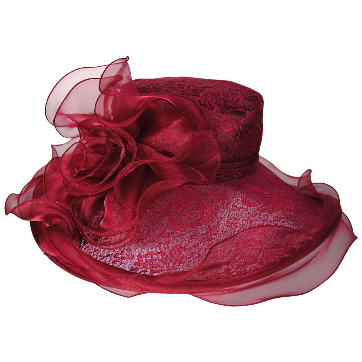 Organza Lace Boater Dress Hat - Image 3