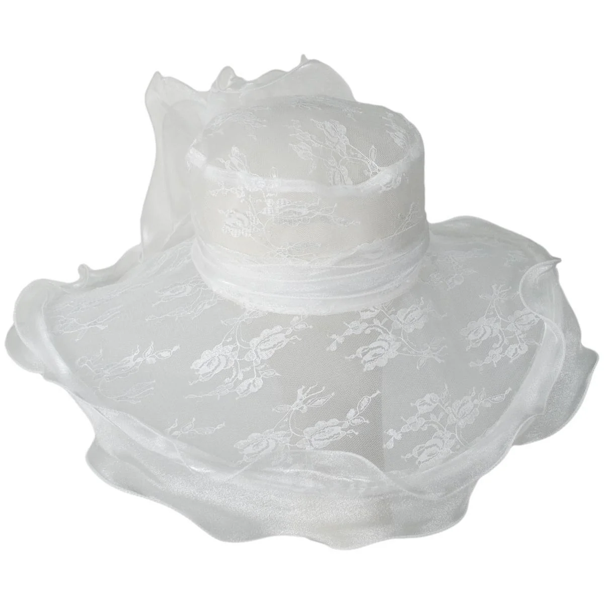 Organza Lace Boater Dress Hat - Image 5