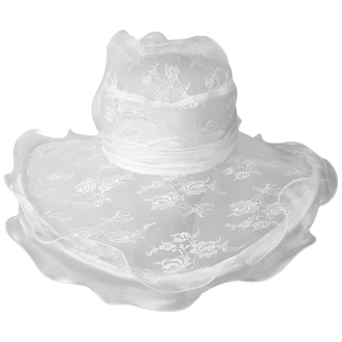 Organza Lace Boater Dress Hat - Image 6
