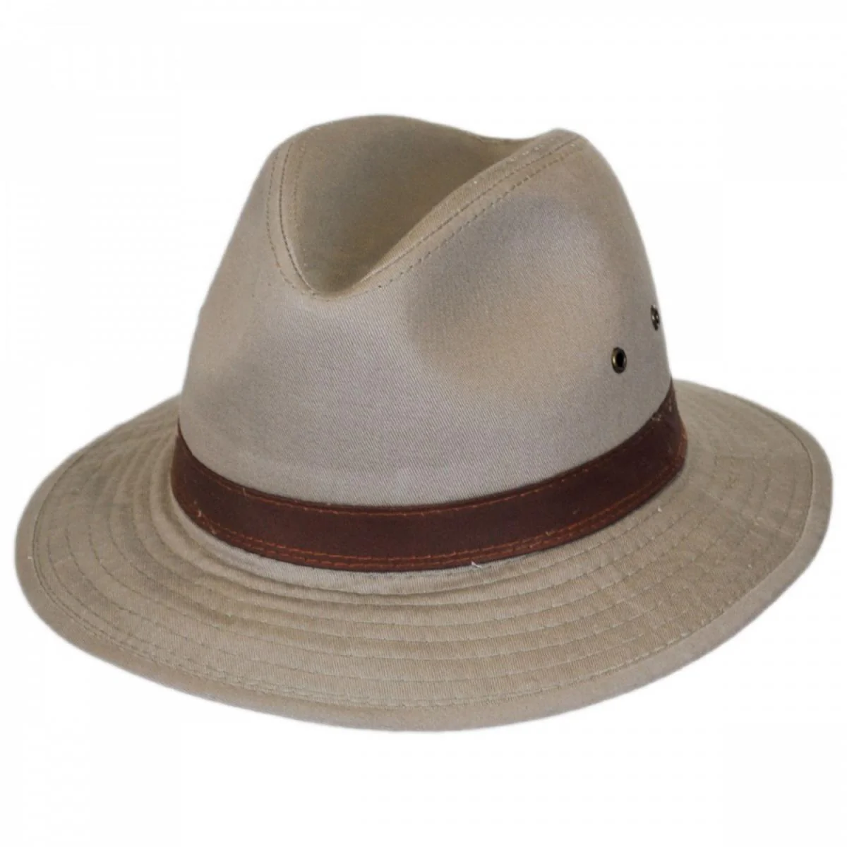 Packable Cotton Twill Safari Fedora Hat - Image 5