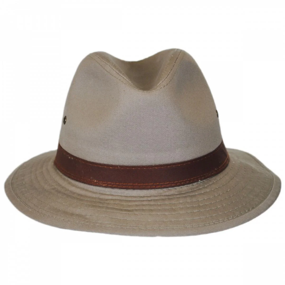 Packable Cotton Twill Safari Fedora Hat - Image 6