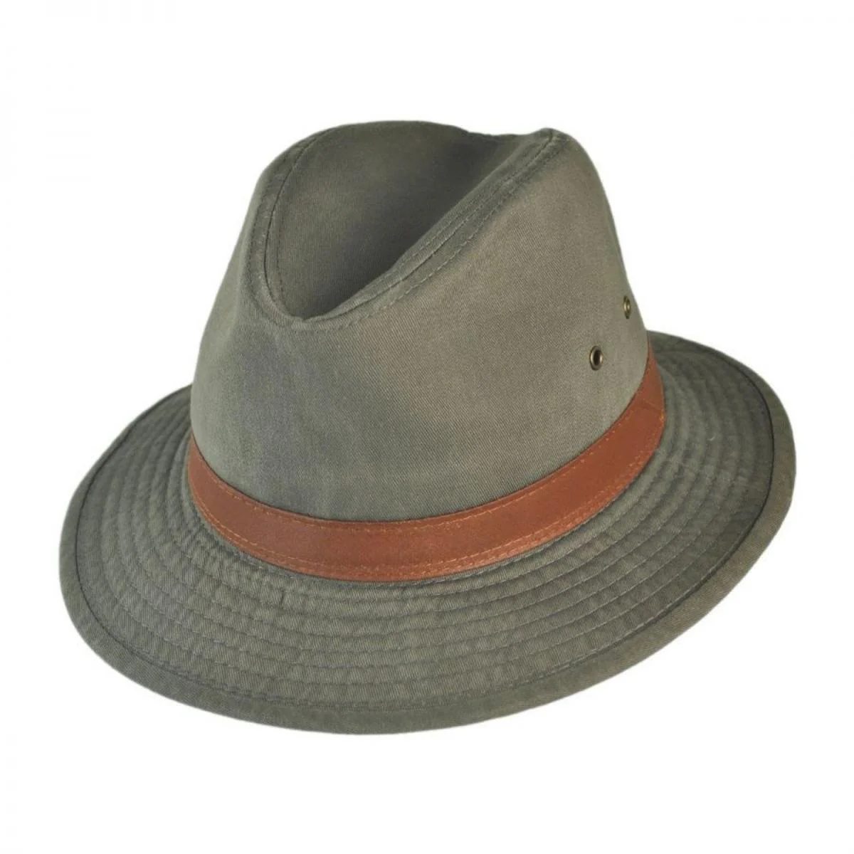 Packable Cotton Twill Safari Fedora Hat - Image 8
