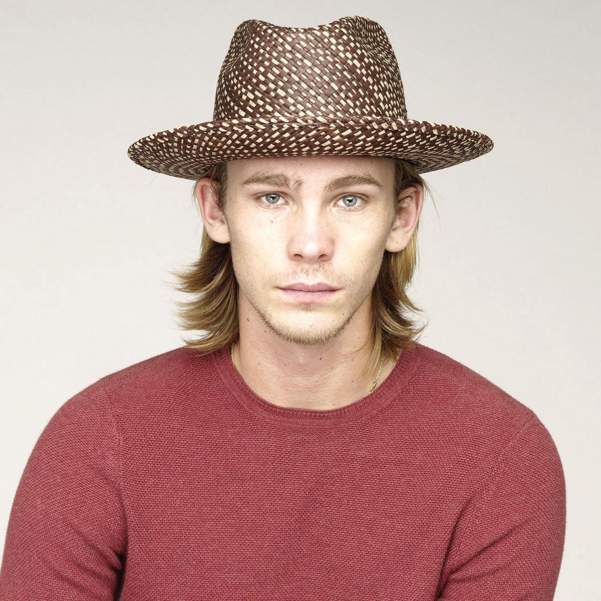 Phineas Two Tone Panama Straw Fedora Hat - Image 2