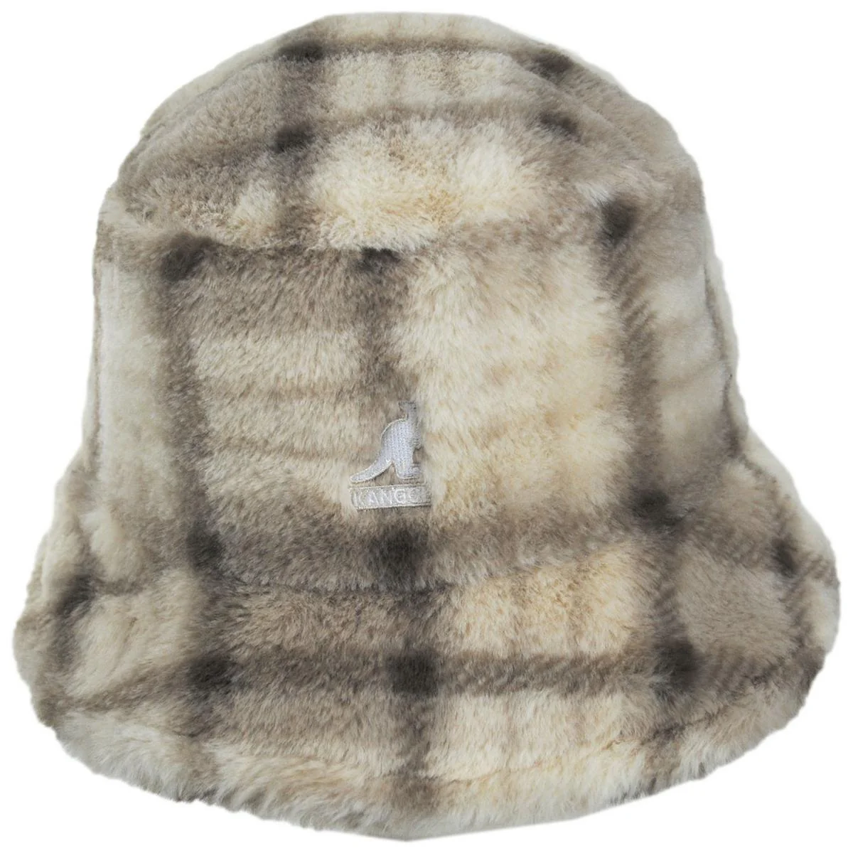 Plaid Faux Fur Bucket Hat - Image 2