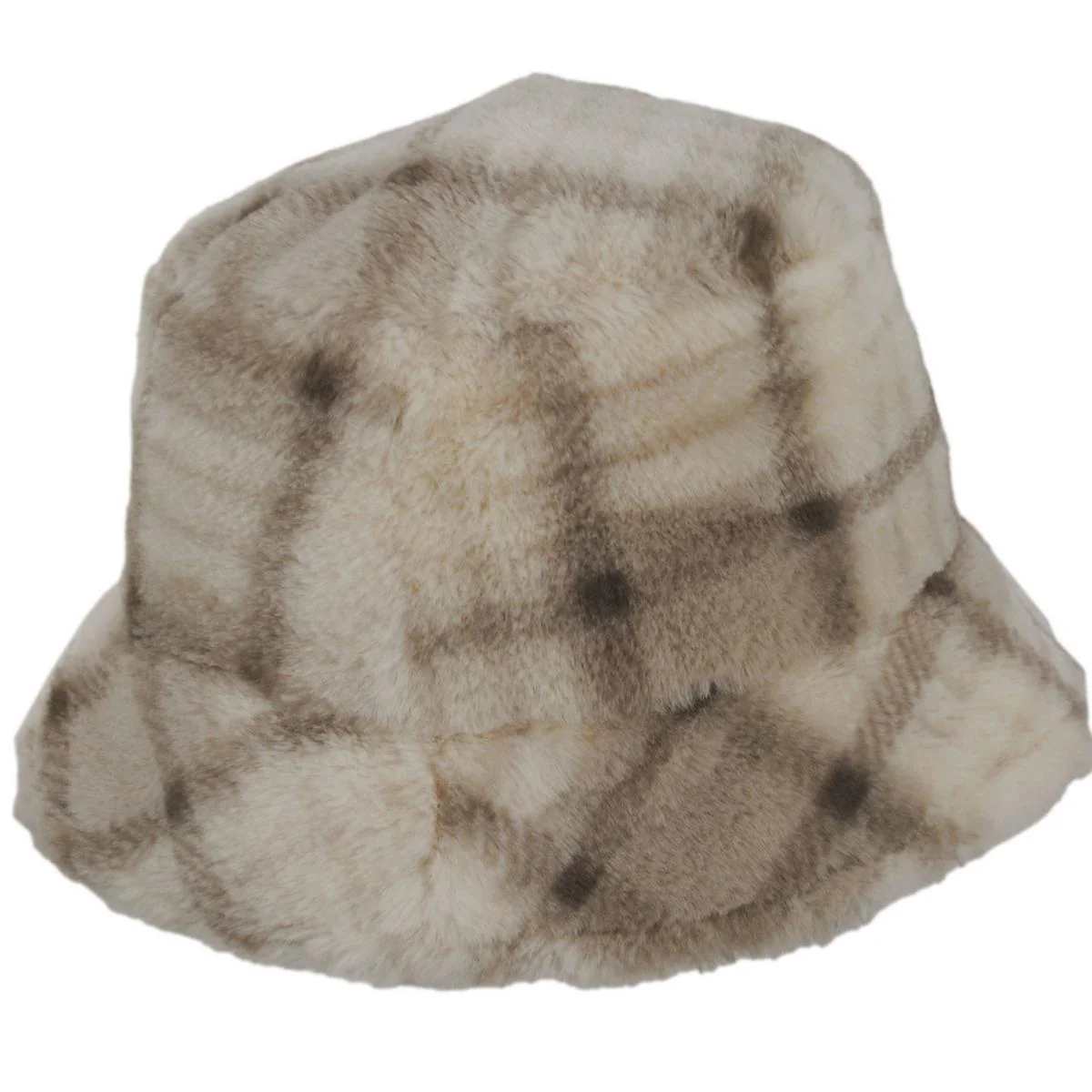 Plaid Faux Fur Bucket Hat - Image 3