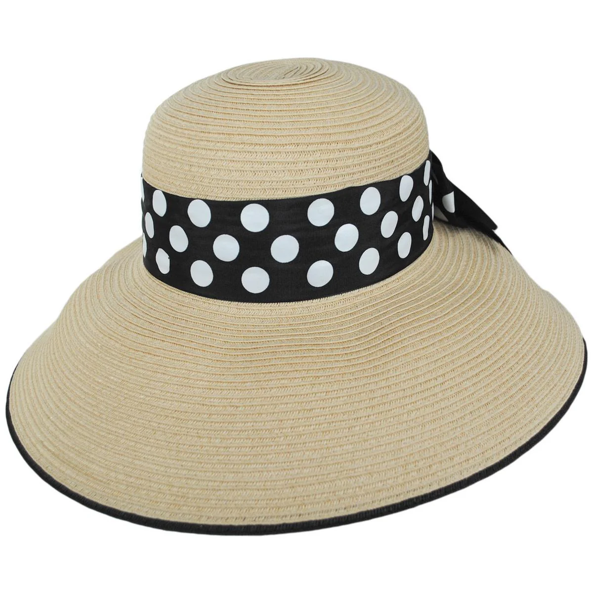 Polka Dot Toyo Straw Lampshade Dress Hat - Made to Order