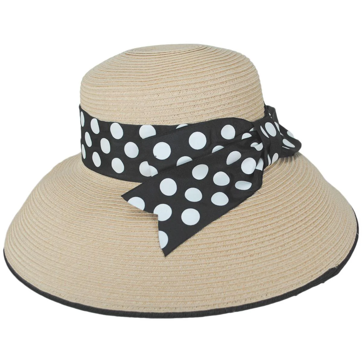 Polka Dot Toyo Straw Lampshade Dress Hat - Made to Order - Image 3