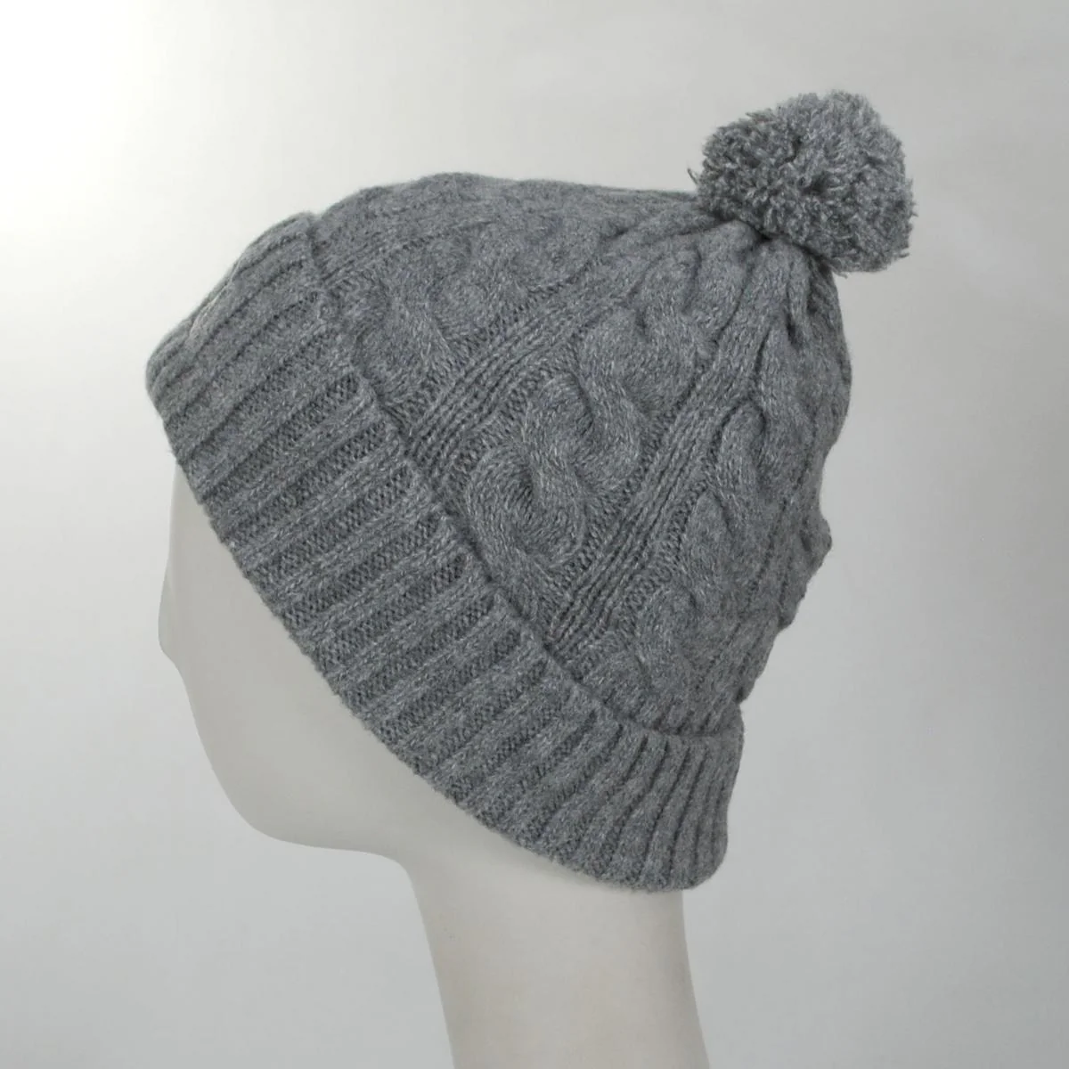 Pompom Cable Knit Beanie Hat - Image 3
