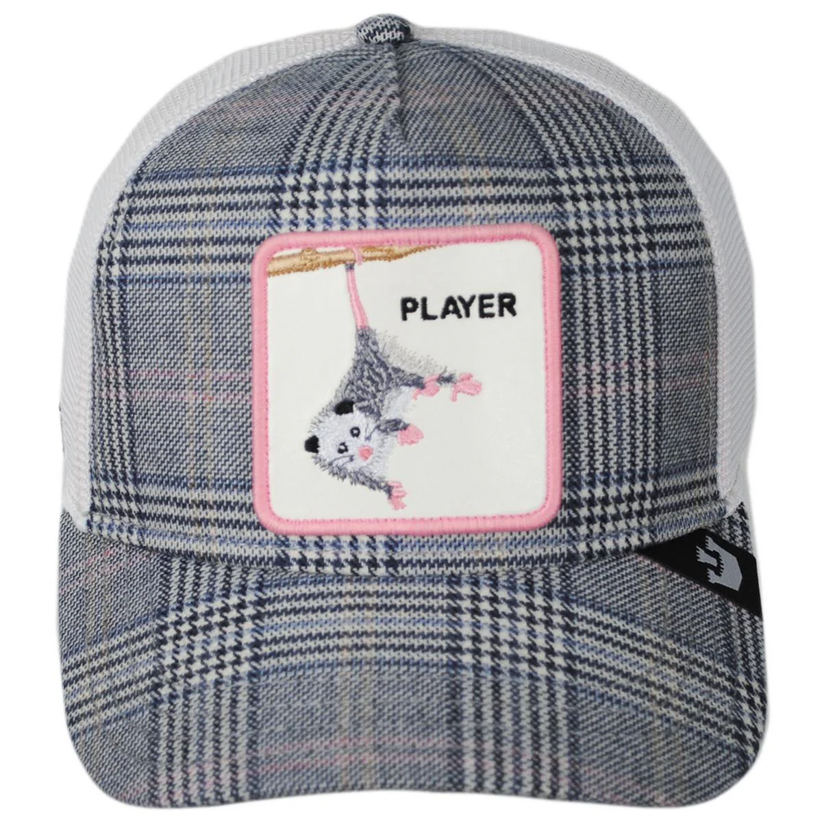 Possum British Plaid Mesh Trucker Snapback Baseball Cap - Image 2