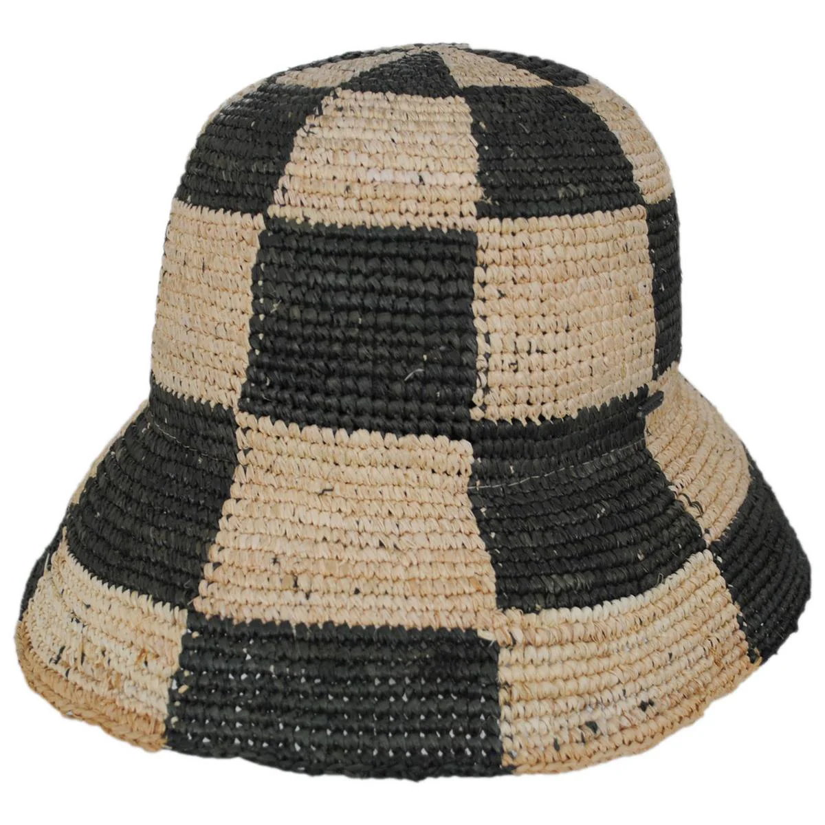 Redding Checkered Crochet Raffia Straw Bucket Hat