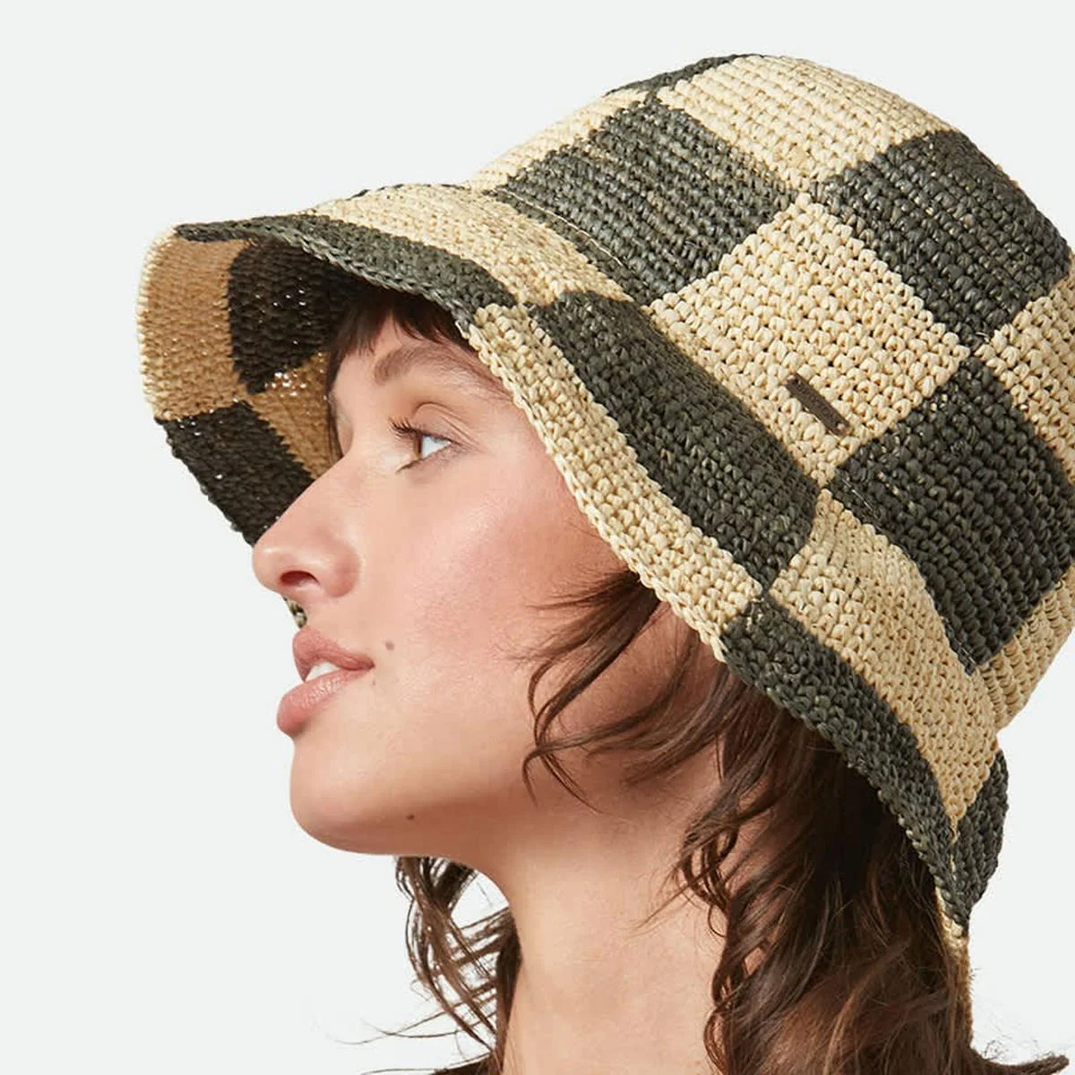 Redding Checkered Crochet Raffia Straw Bucket Hat - Image 2