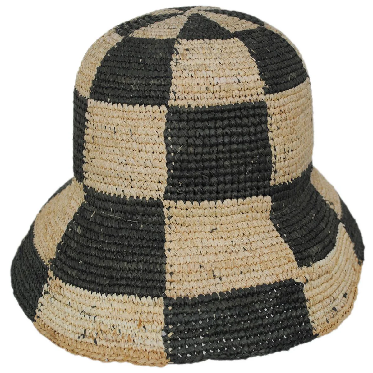 Redding Checkered Crochet Raffia Straw Bucket Hat - Image 4