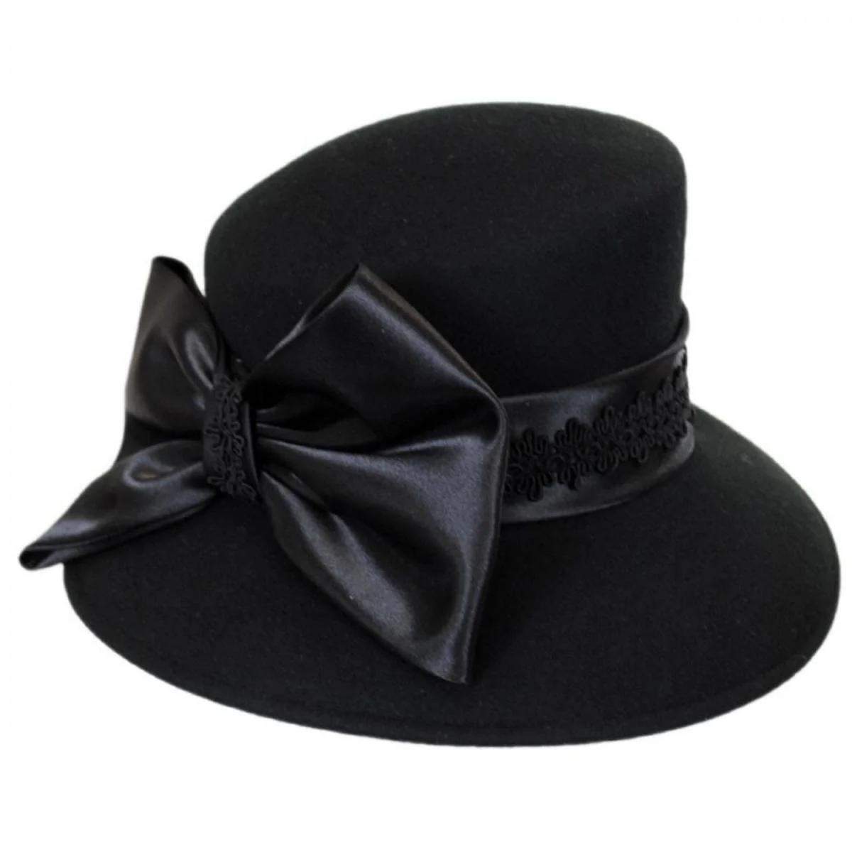 Satin Bow Slant Wool Felt Downbrim Hat - Made to Order - Image 3
