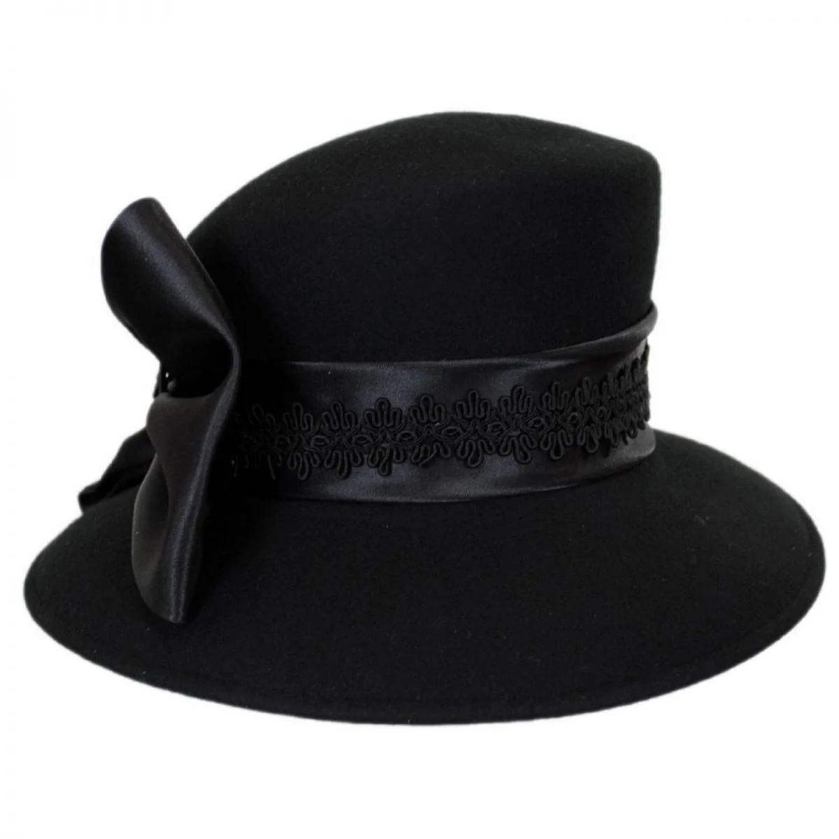 Satin Bow Slant Wool Felt Downbrim Hat - Made to Order - Image 4